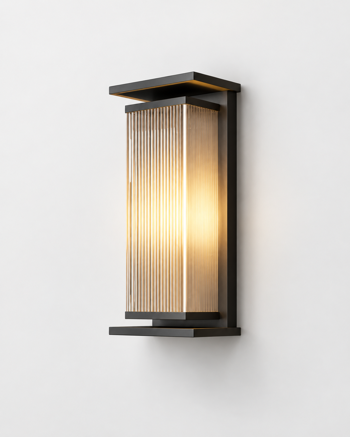 Modern Ribbed Glass Outdoor Wall Sconce | Tavren