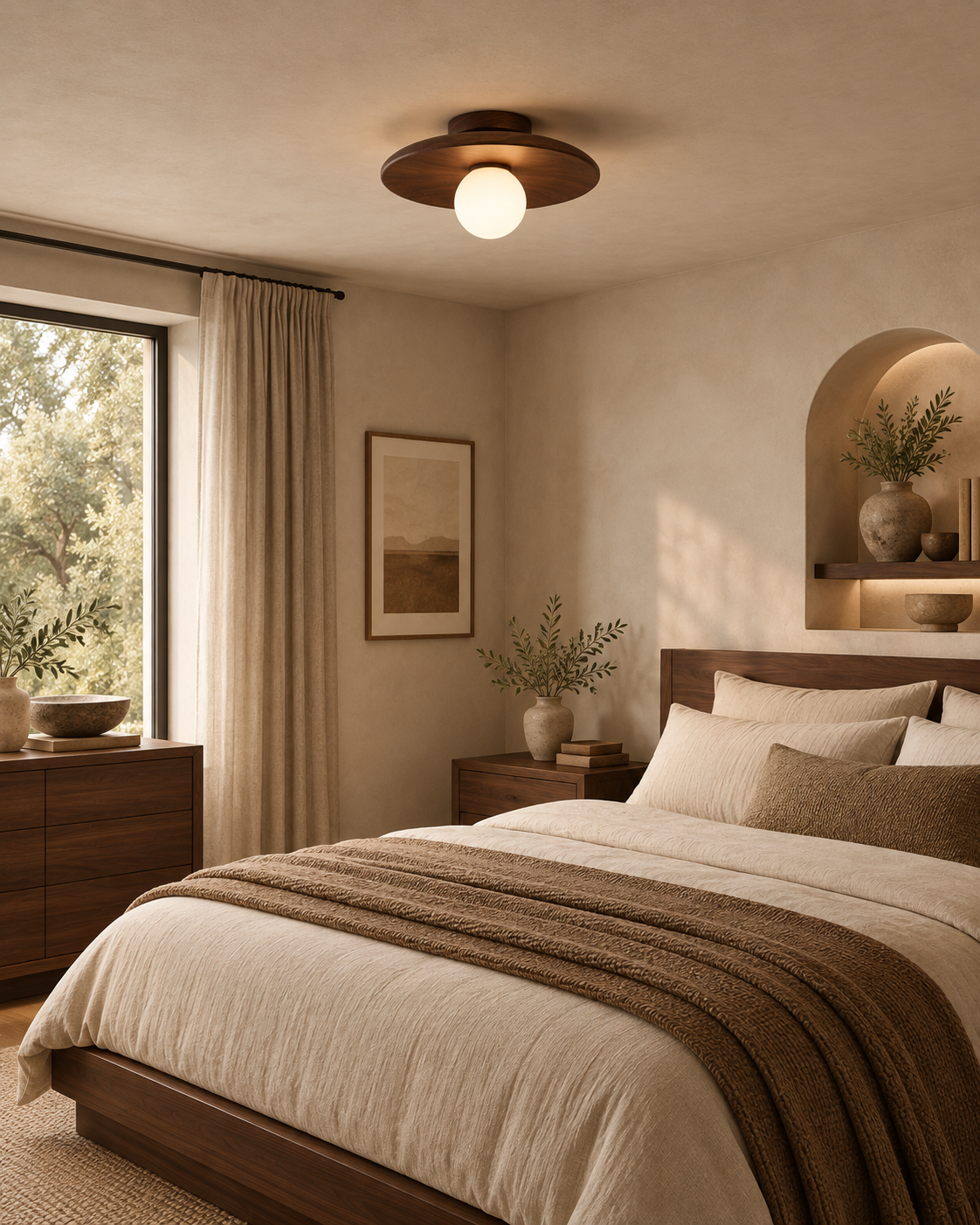 Modern Wood Flush Mount Ceiling Light | Elowen