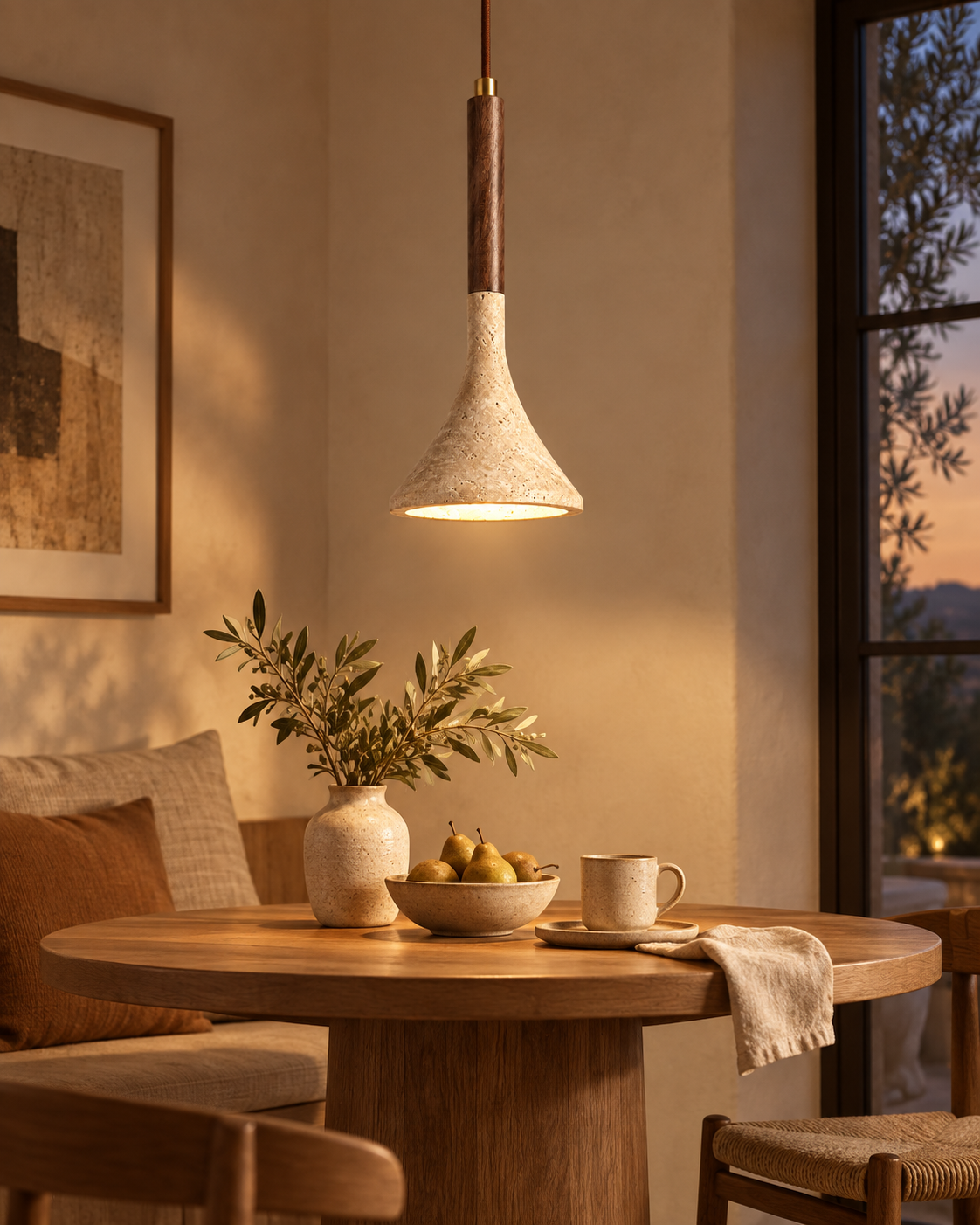 Tija | Travertine Pendant Light