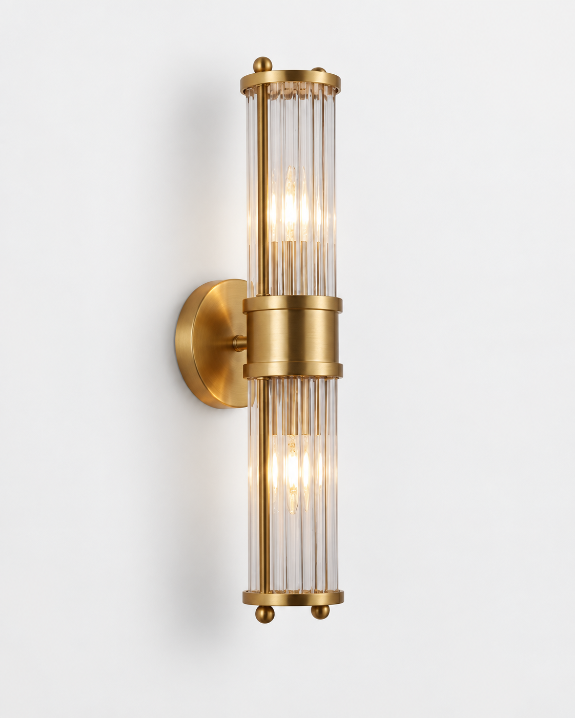 Fluted Glass Wall Sconce – Brushed Brass