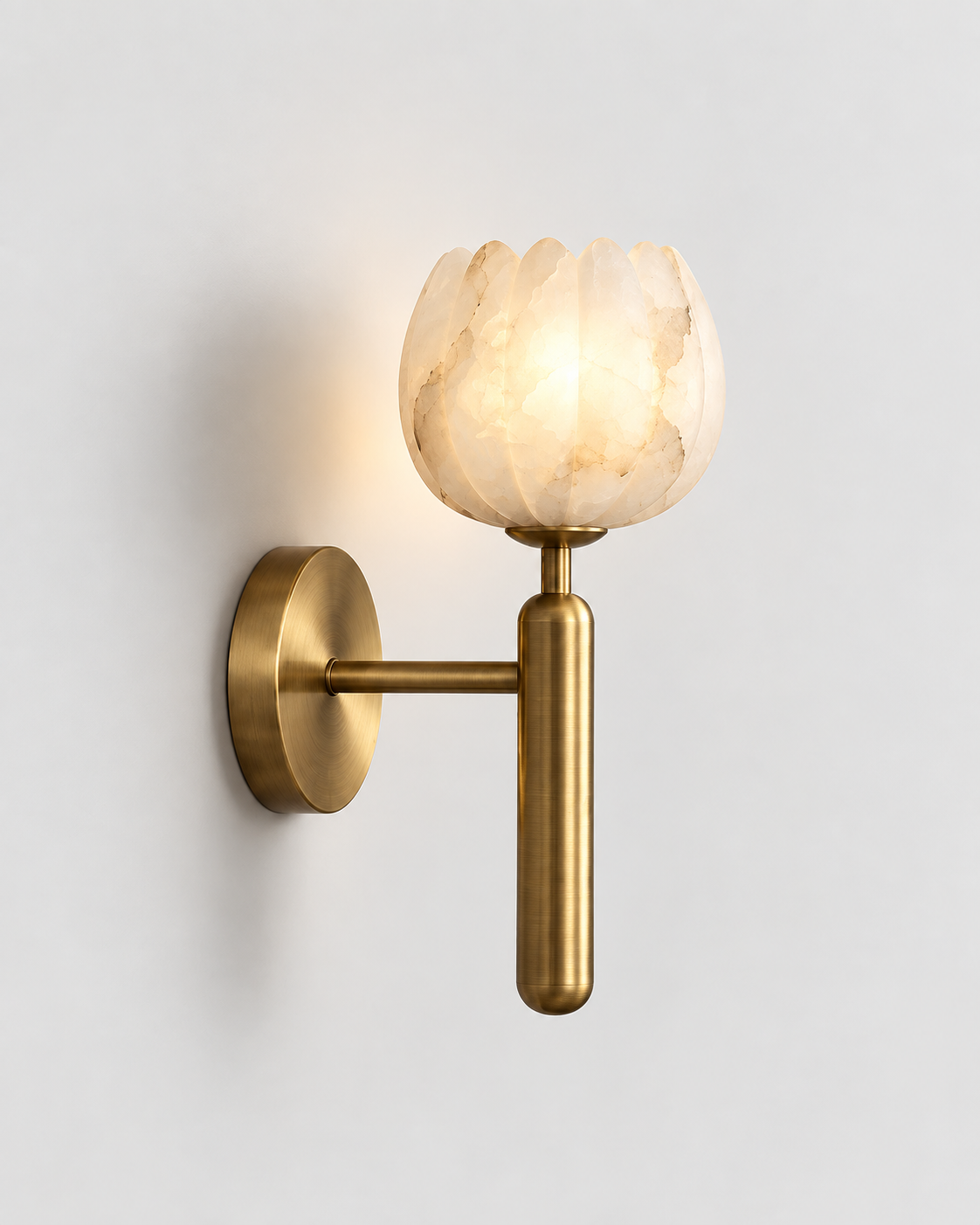 Natural Alabaster Flower Wall Sconce | PETALIA