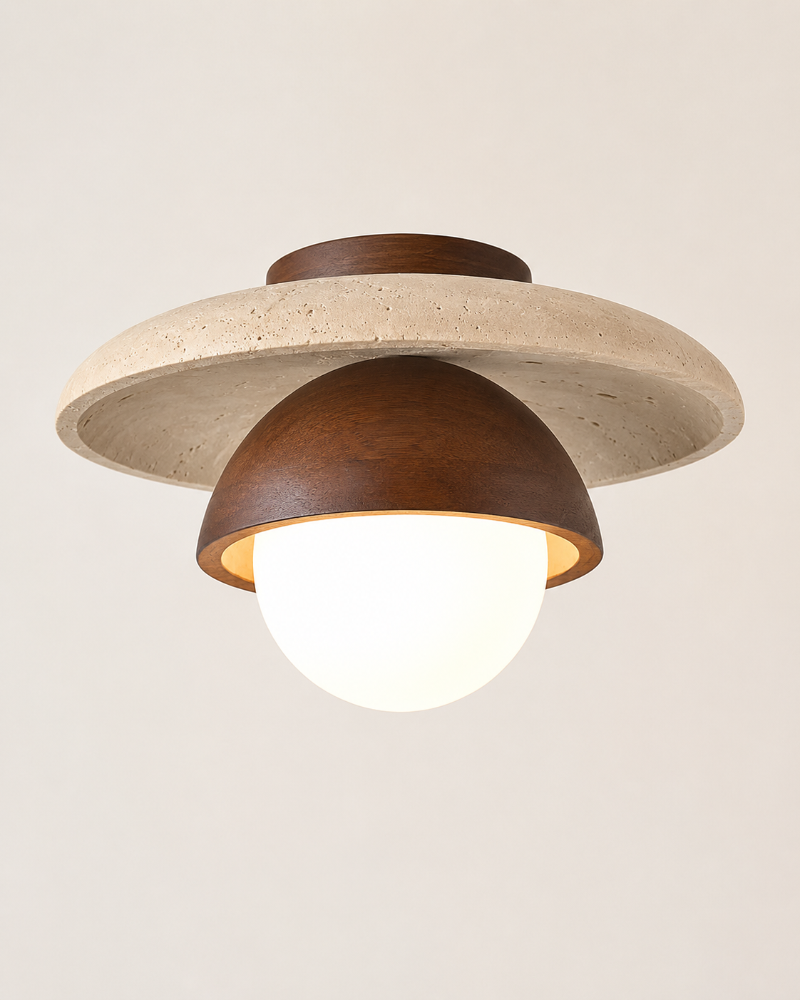 Aster | Travertine & Wood Ceiling Light