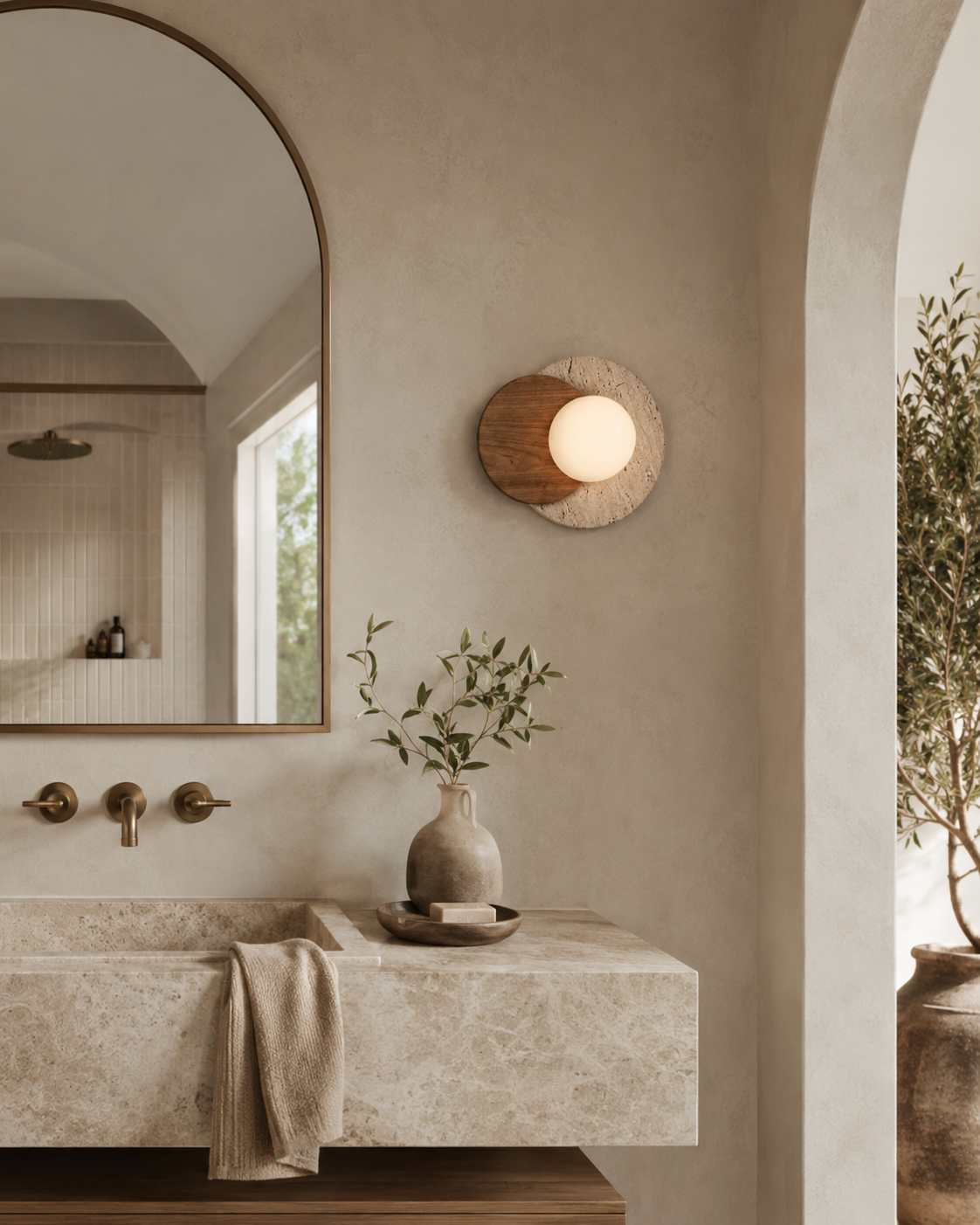 Luna | Travertine Wall Sconce