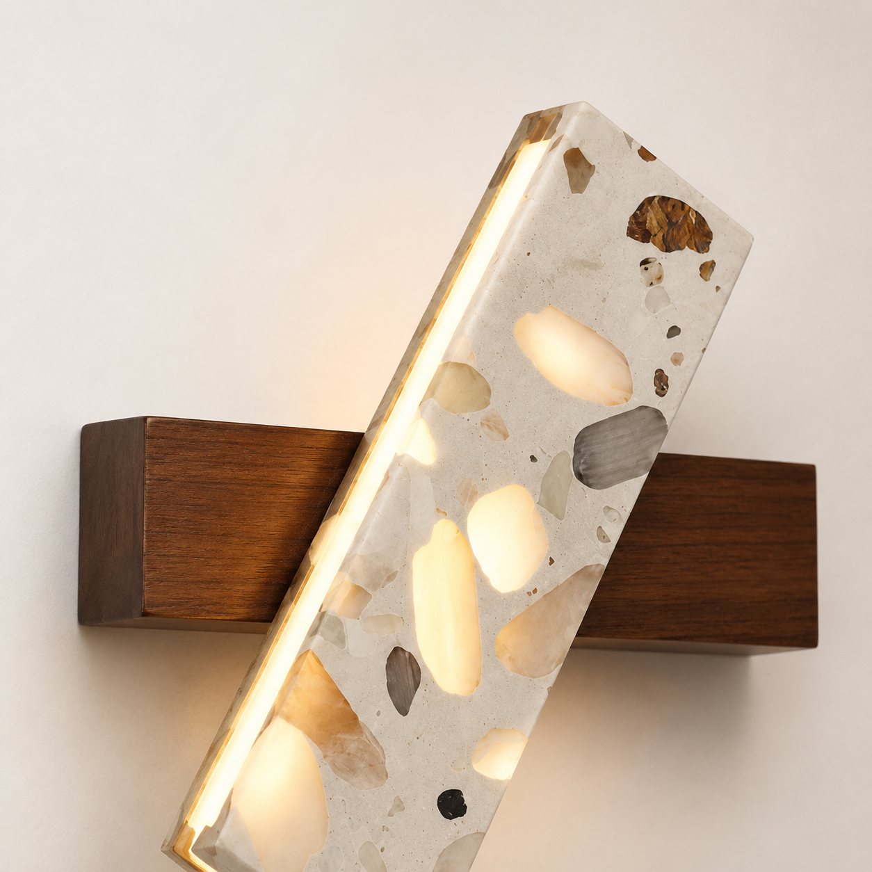 Mosa | Wood & Terrazzo Wall Sconce