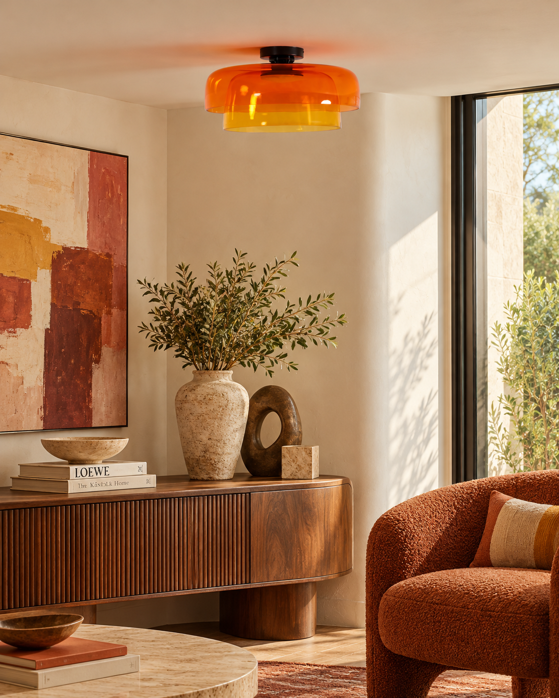 Sculptural Layered Glass Flush Mount Ceiling Light | Elyndra