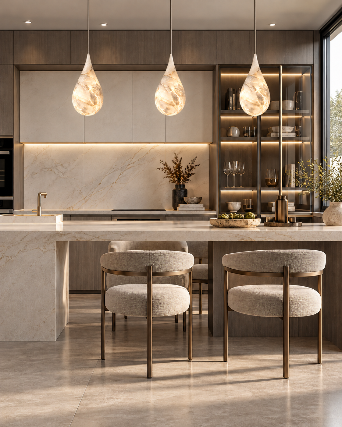 Natural Alabaster Teardrop Pendant Light | Lumeris