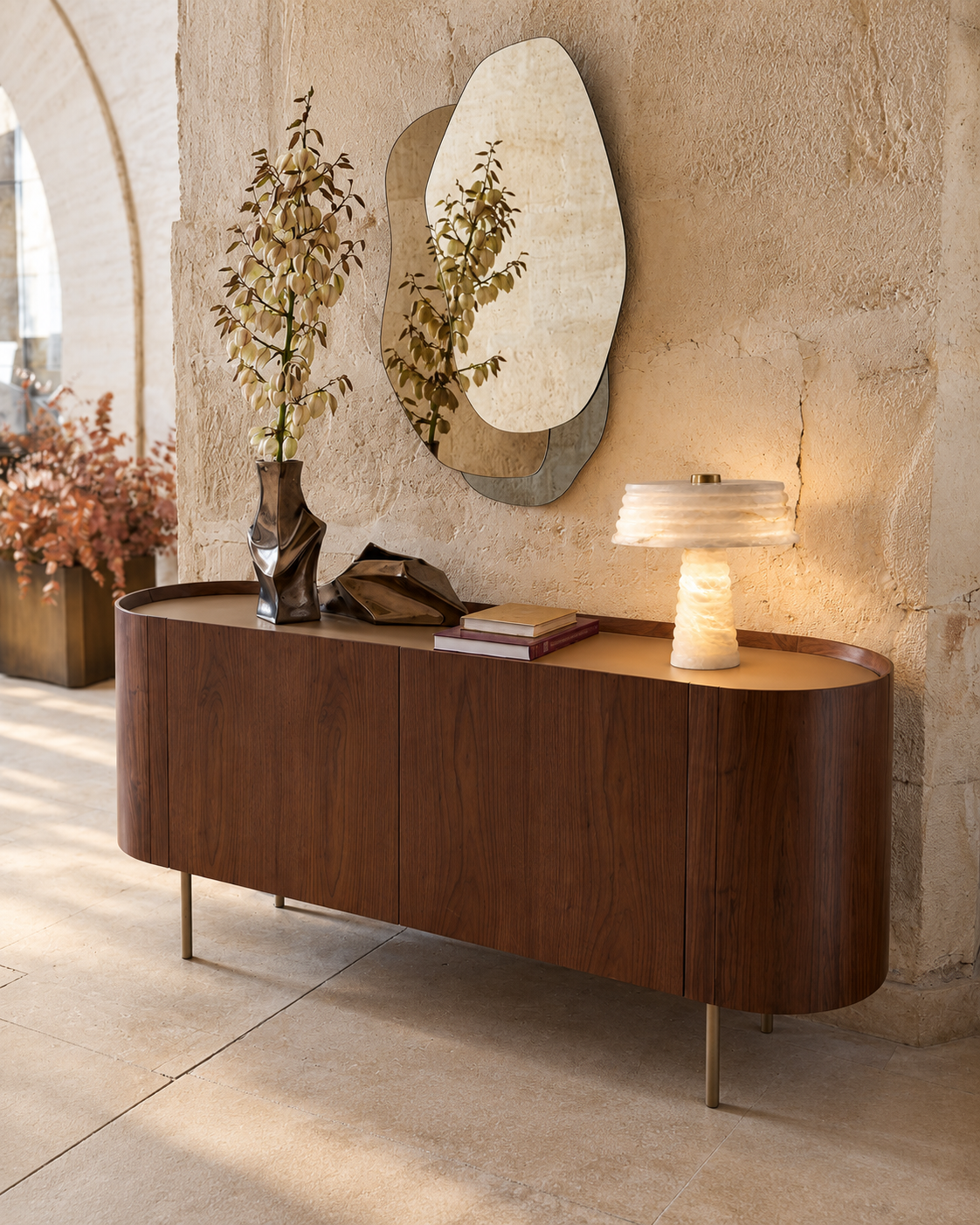 Albaris Ribbed Alabaster Table Lamp