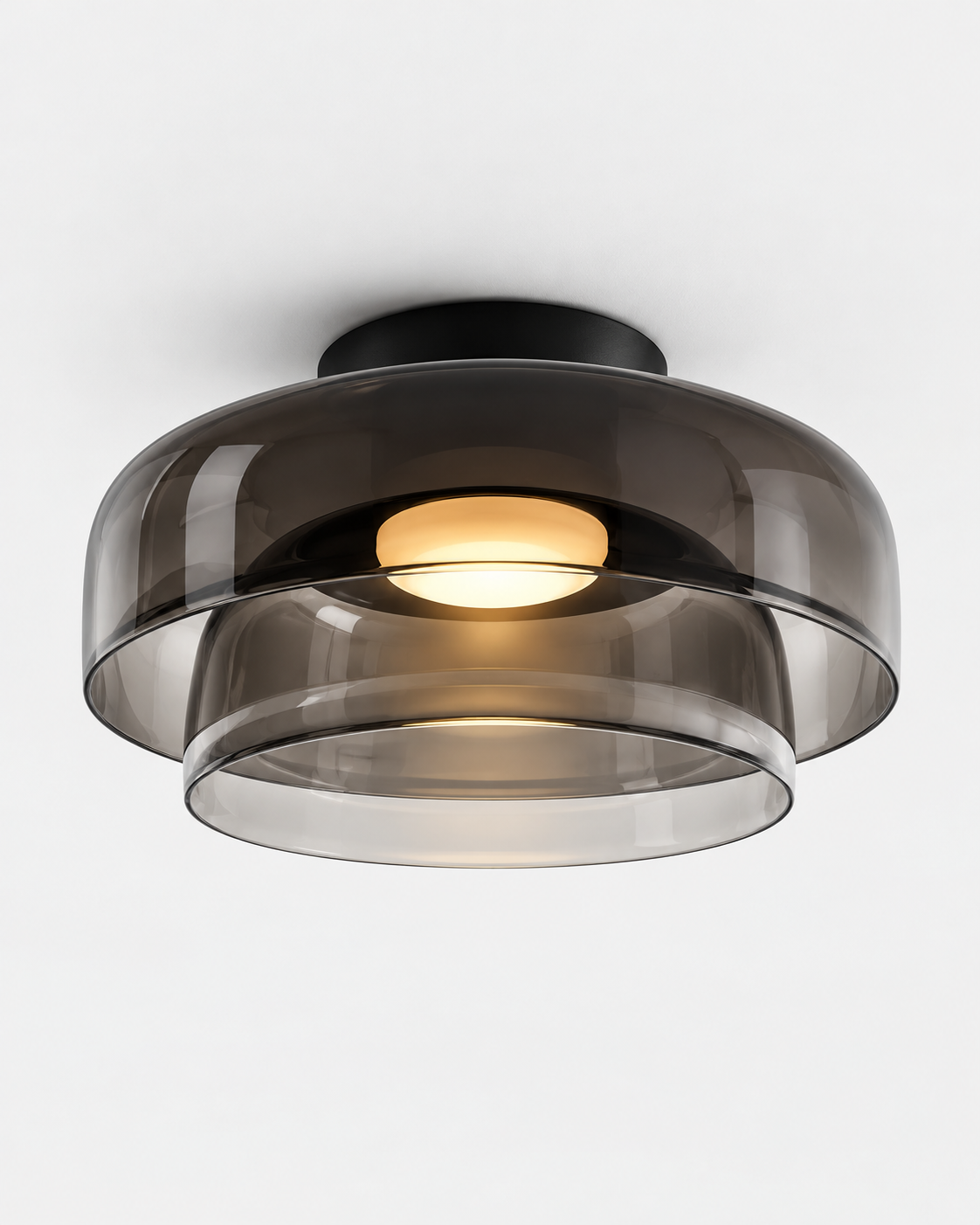 Sculptural Layered Glass Flush Mount Ceiling Light | Elyndra
