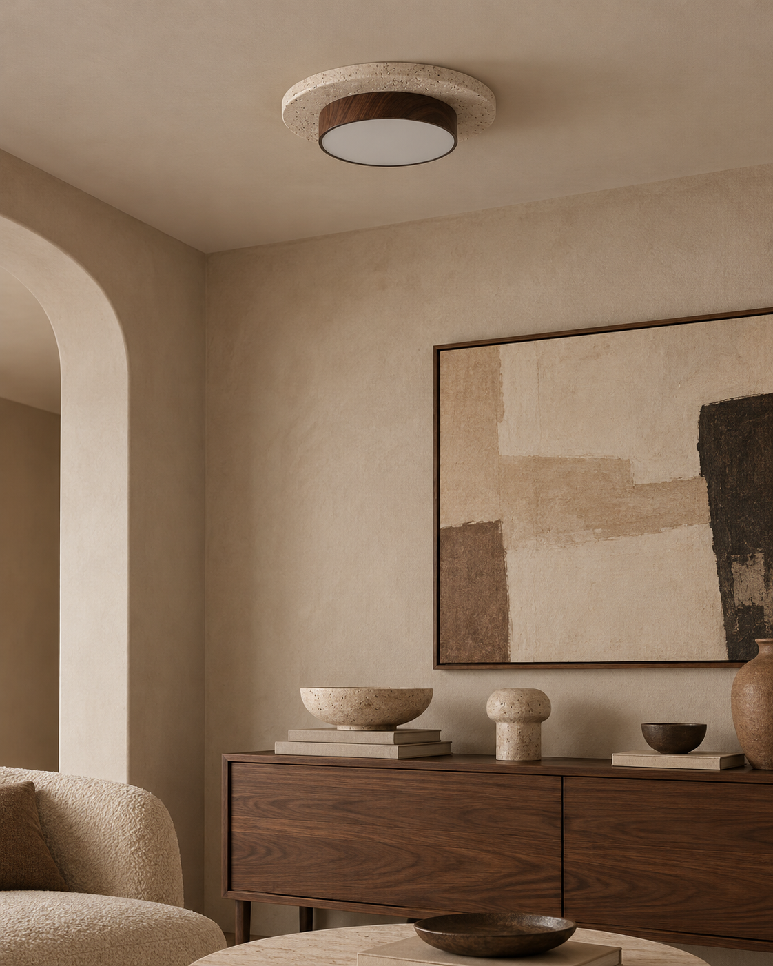 Nerio | Travertine Ceiling Light
