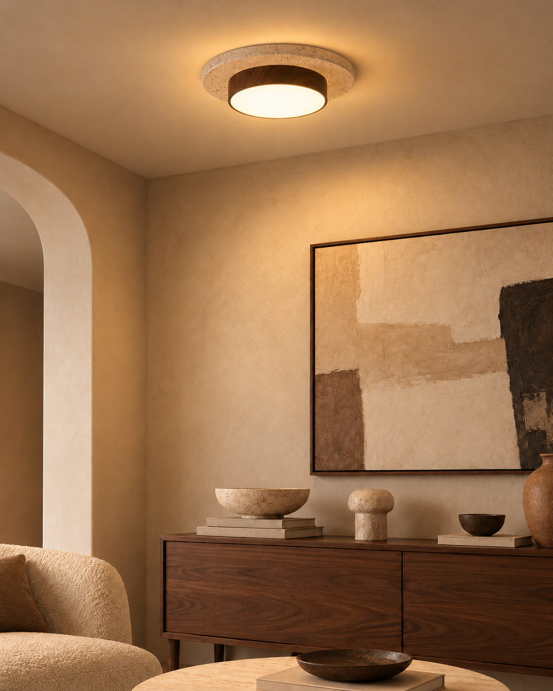 Nerio | Travertine Ceiling Light