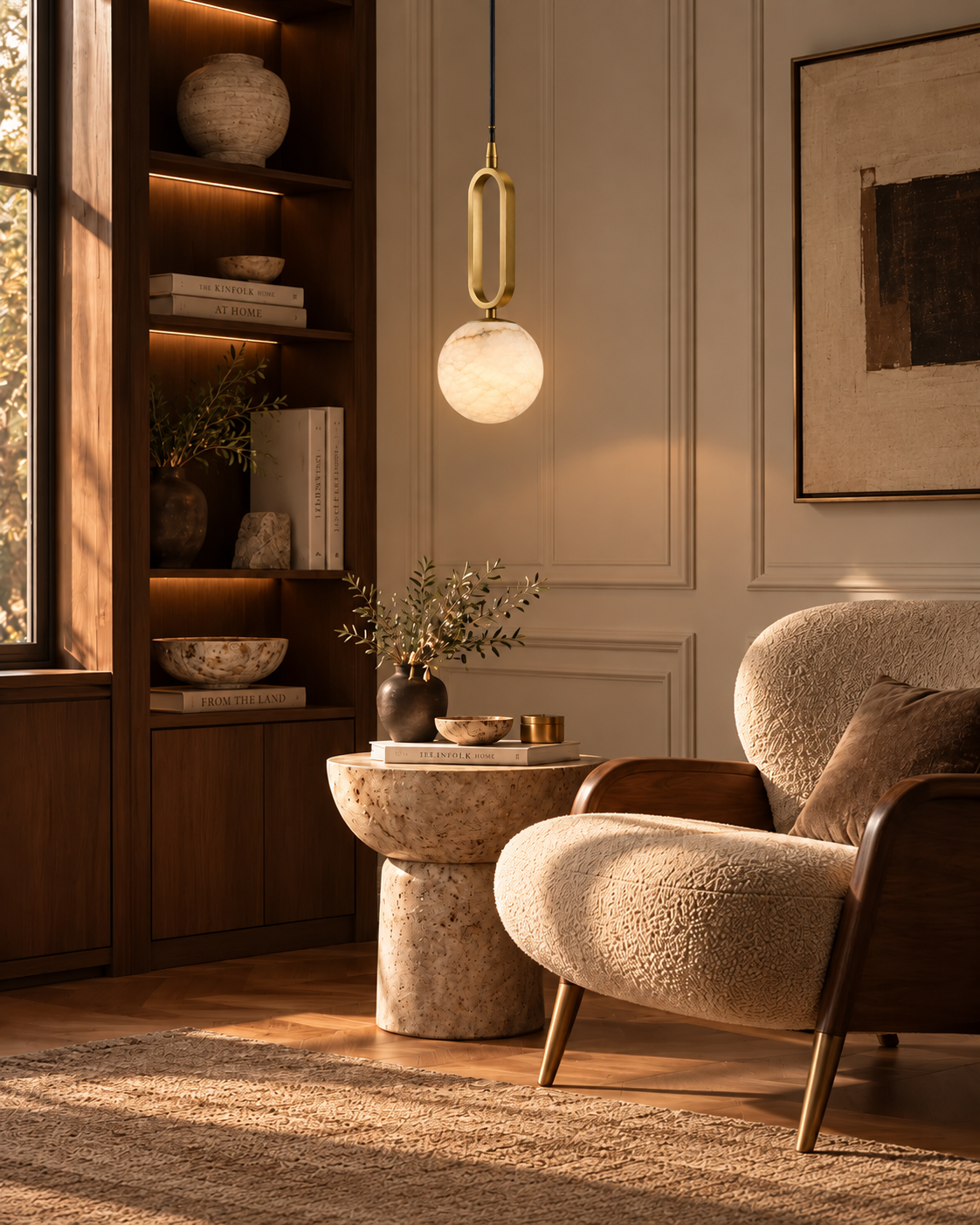 Orlena | Natural Alabaster Globe Pendant Light