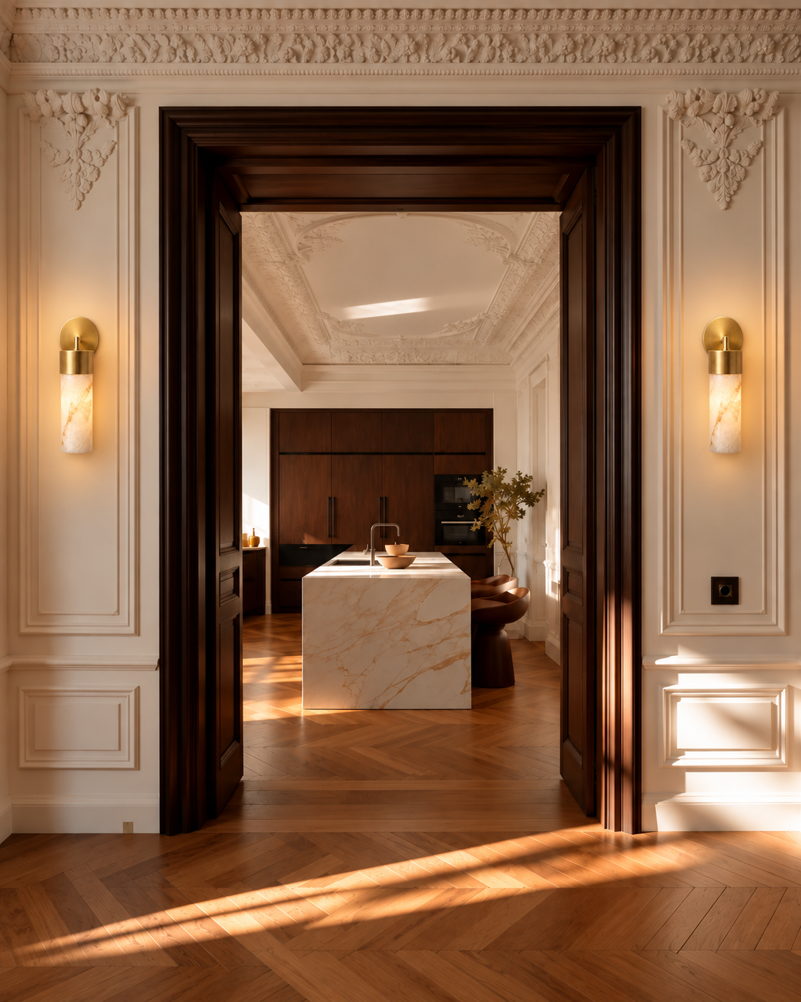 Avelor | Natural Alabaster Cylinder Wall Sconce