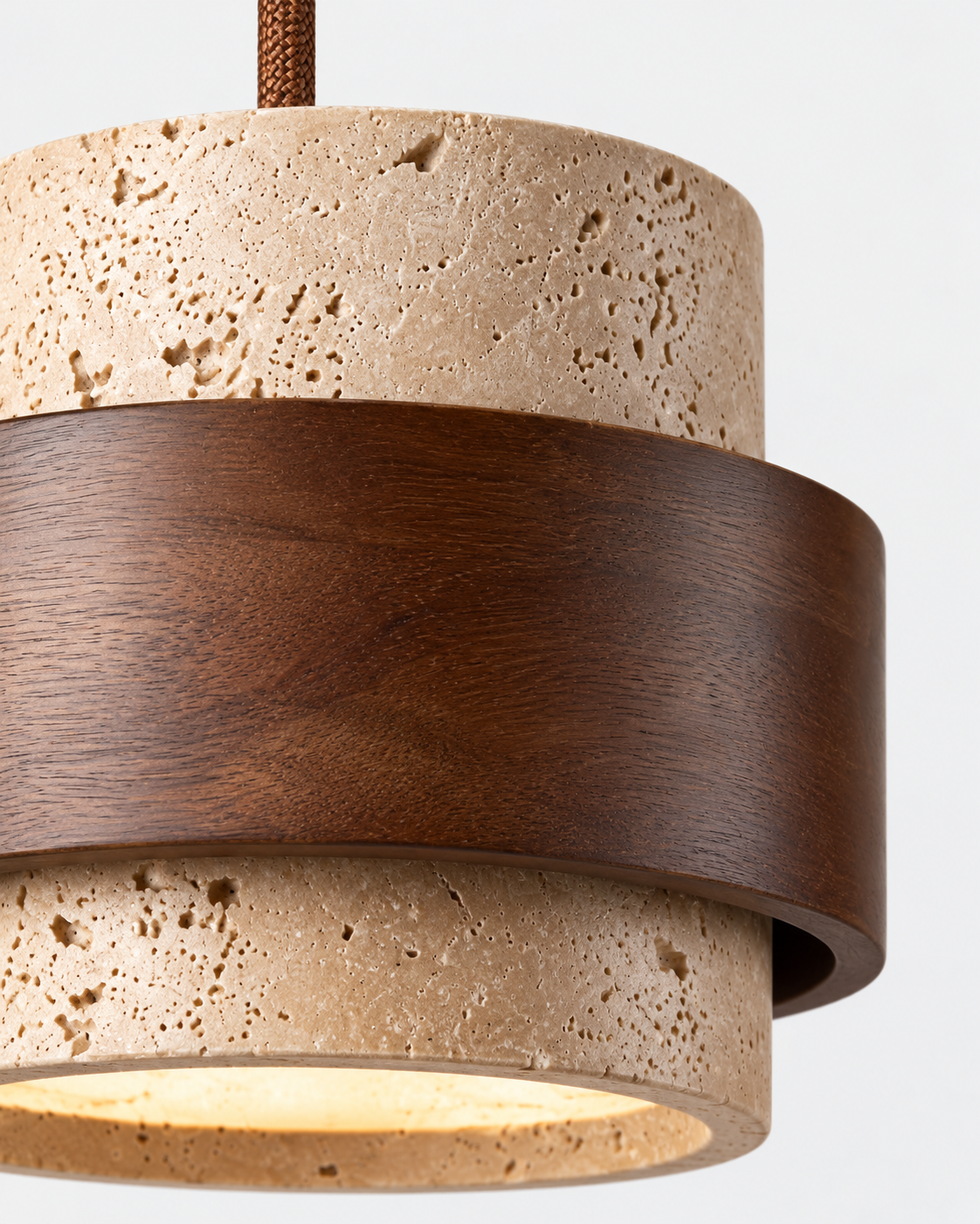 Tavira | Travertine & Solid Wood Pendant Light