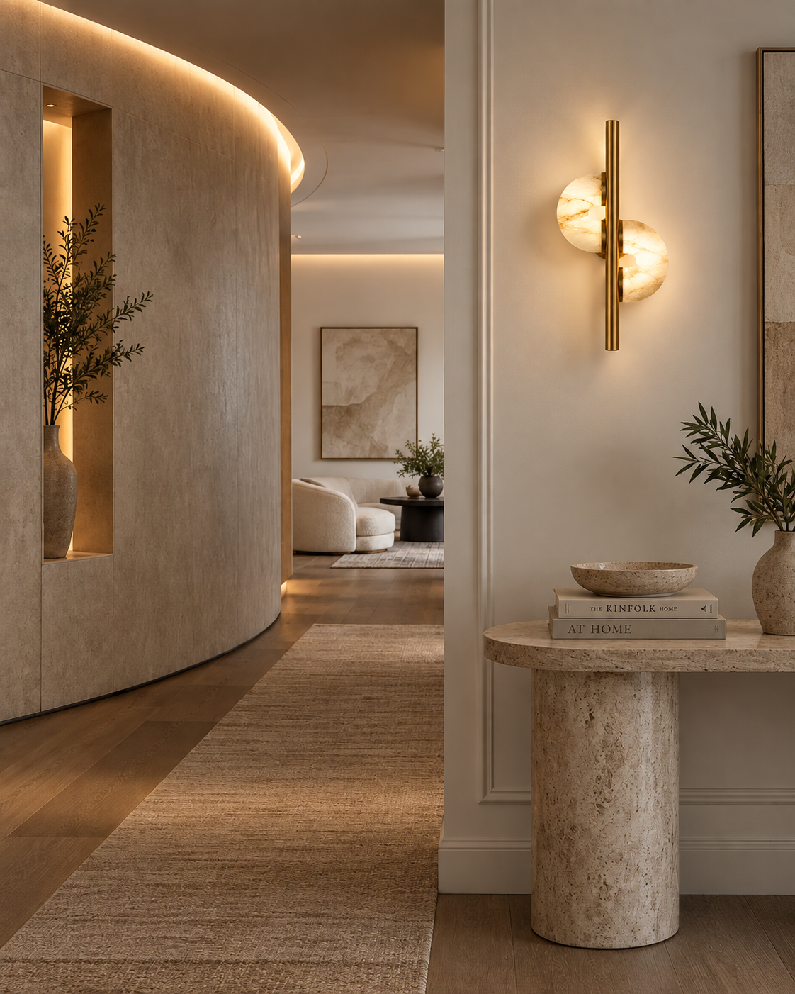 Sculpted Alabaster & Metal Wall Sconce | Aurevon