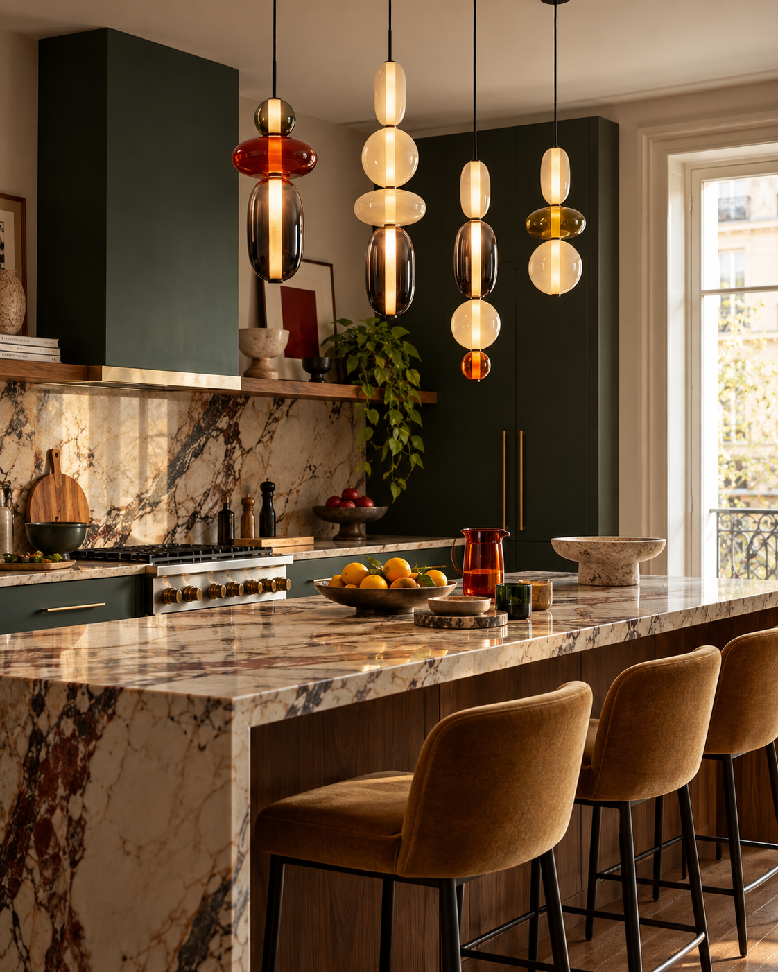 Sculptural Tinted Glass LED Pendant Light | Orvessa
