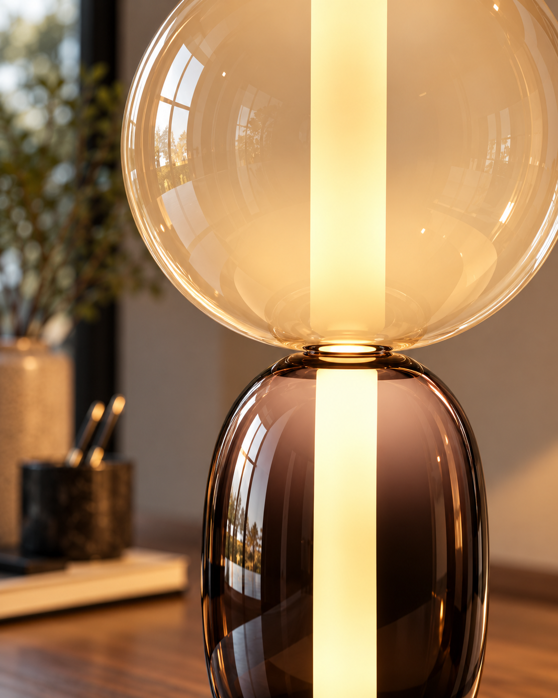 Hand-Blown Crystal Glass Table Lamp | Caldria