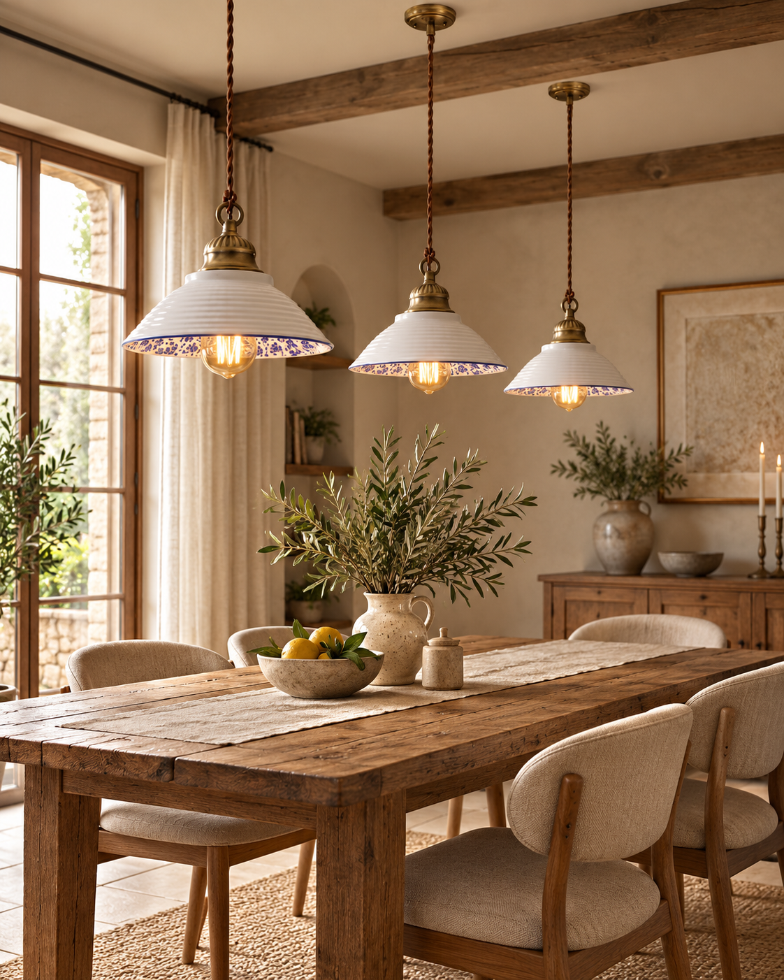 Blue & White Ceramic Pendant Light | Sorelia