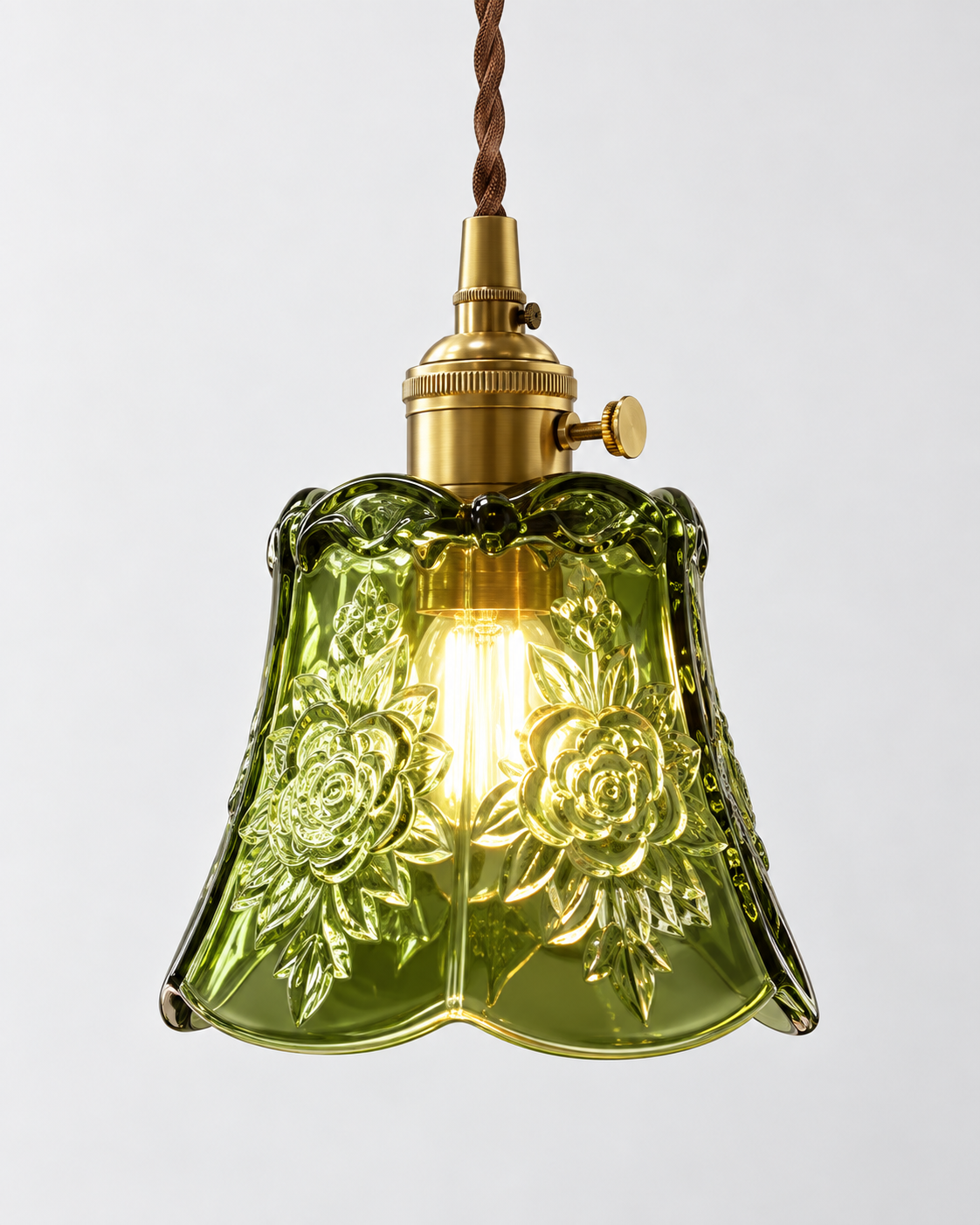 Ribbed Green Glass Pendant Light | Vira