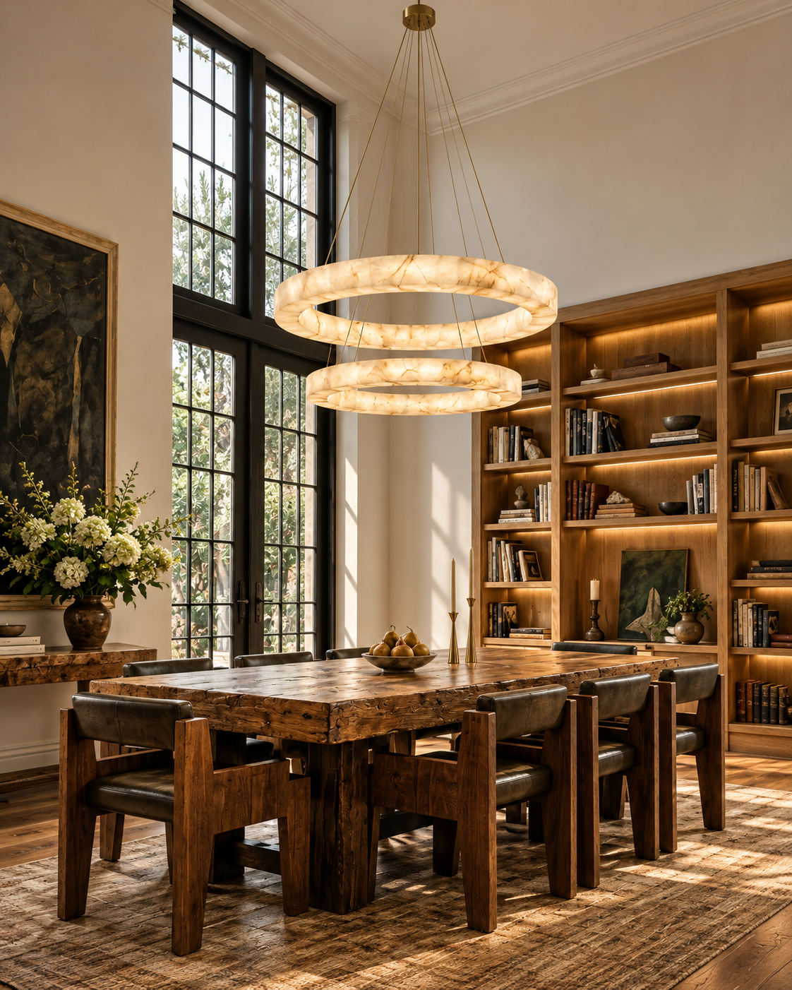 Natural Alabaster Ring Chandelier | Aurelith