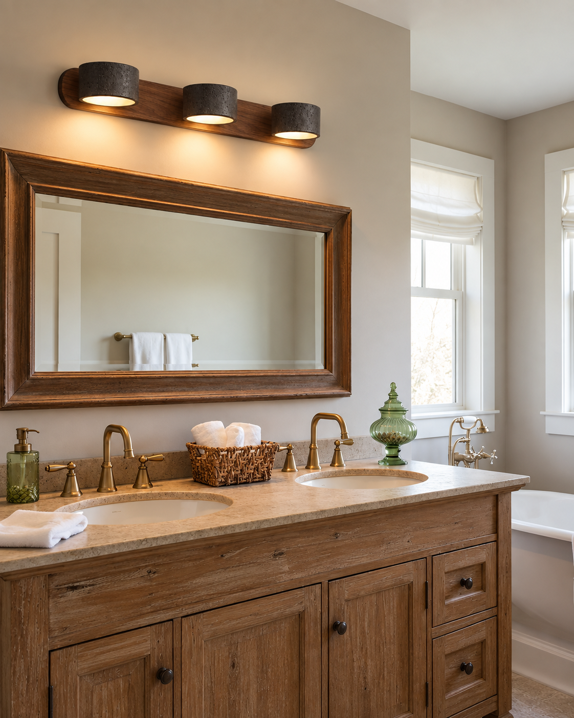 Travertine & Wood Wall Sconce | Esteba