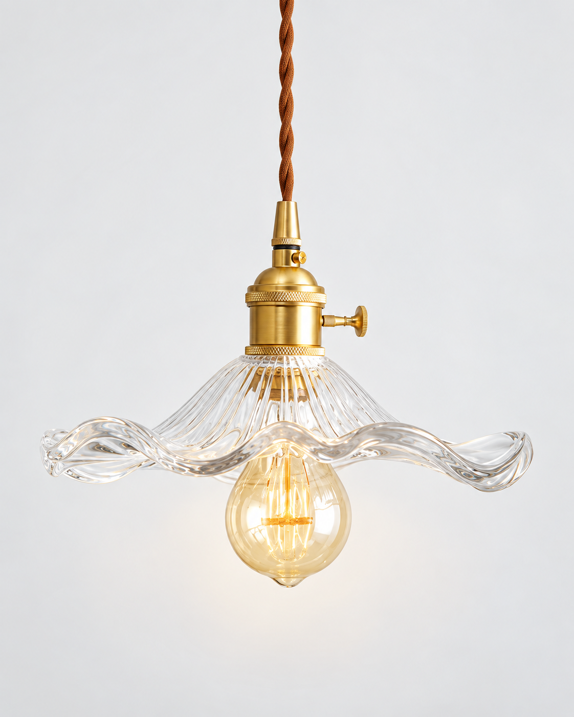 Ribbed Glass Flower Pendant Light | Calantha