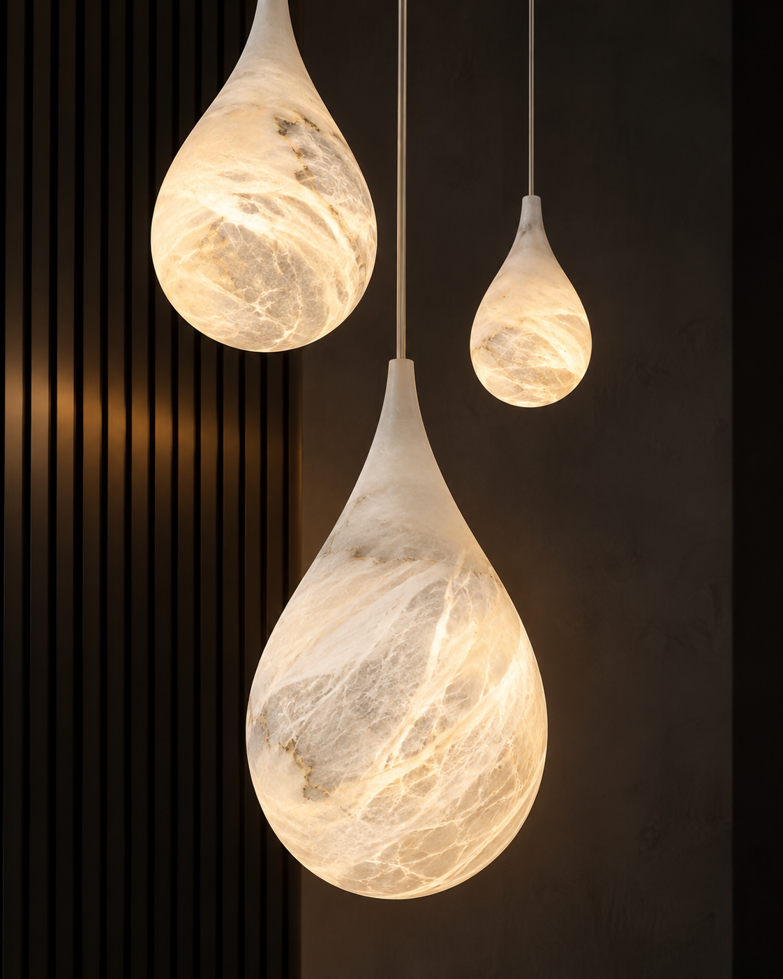 Natural Alabaster Teardrop Pendant Light | Lumeris