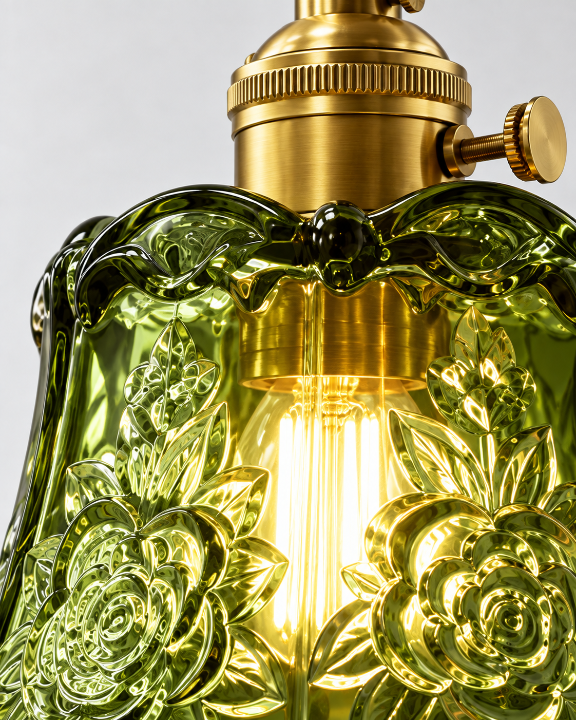 Ribbed Green Glass Pendant Light | Vira