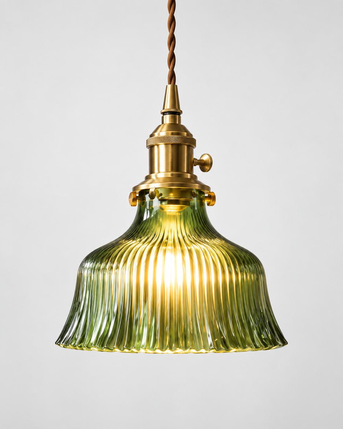 Ribbed Green Glass Pendant Light | Vira