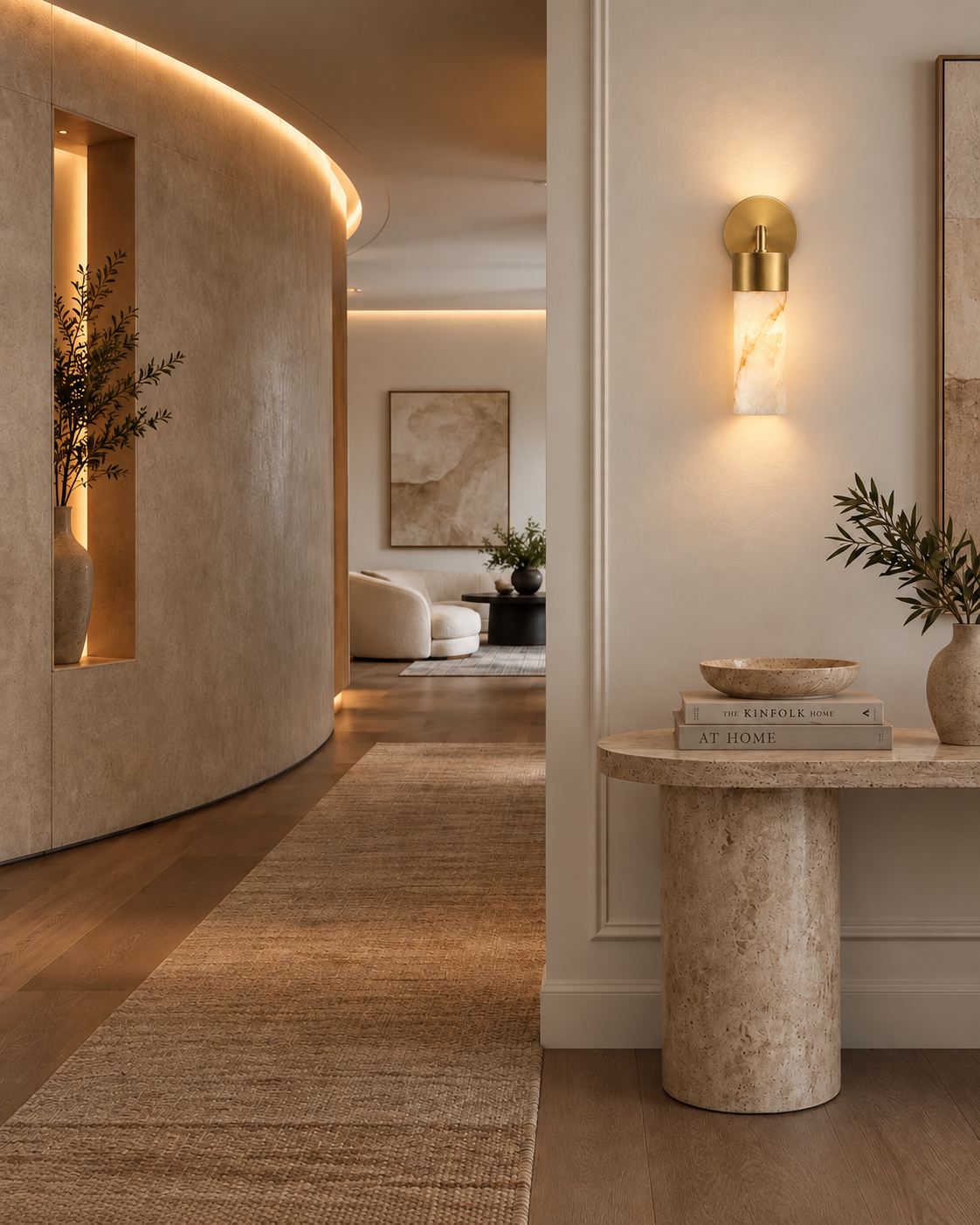 Avelor | Natural Alabaster Cylinder Wall Sconce
