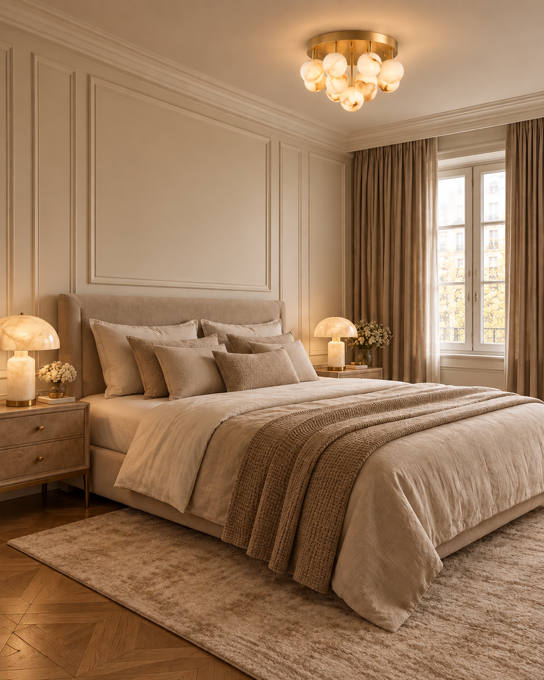 Globan | Natural Alabaster Globe Flush Mount Ceiling Light