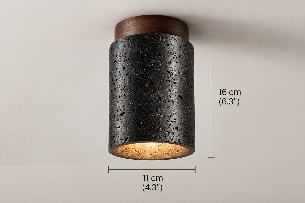 Natural Travertine Flush Mount Ceiling Light | Orvello