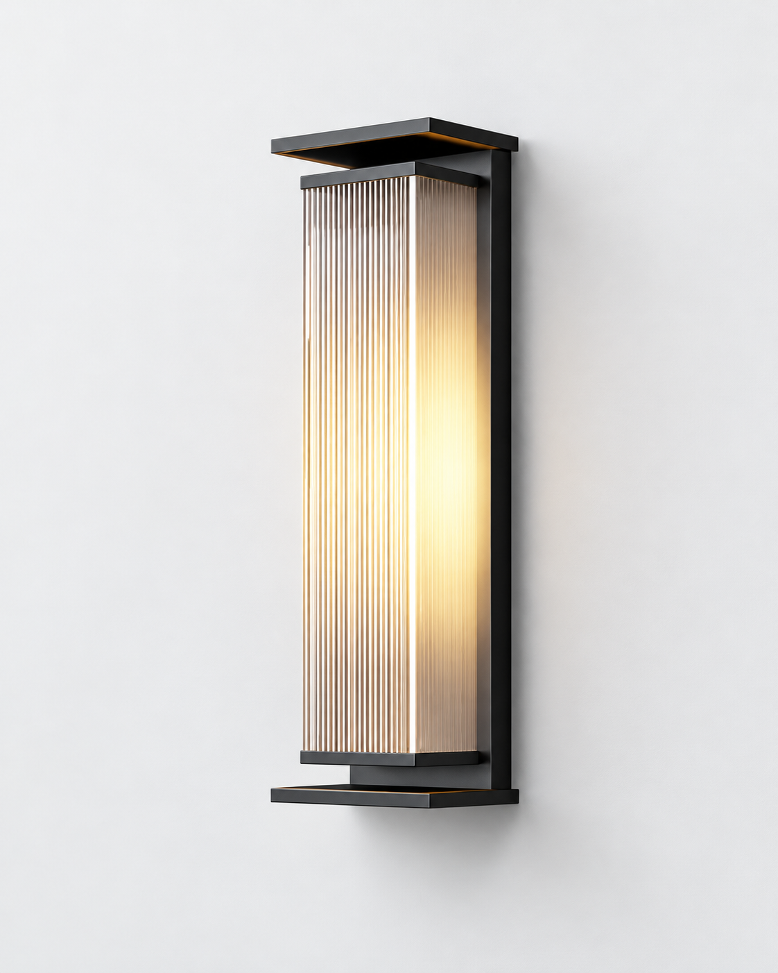 Modern Ribbed Glass Outdoor Wall Sconce | Tavren