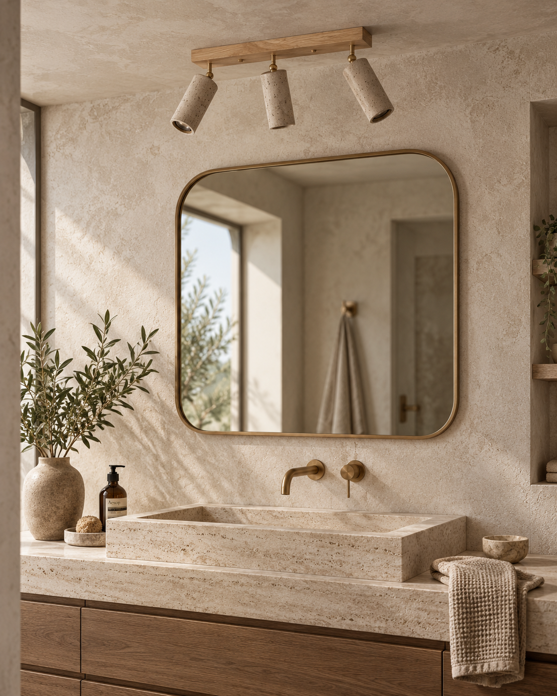 Plafo | Travertine Ceilling Light