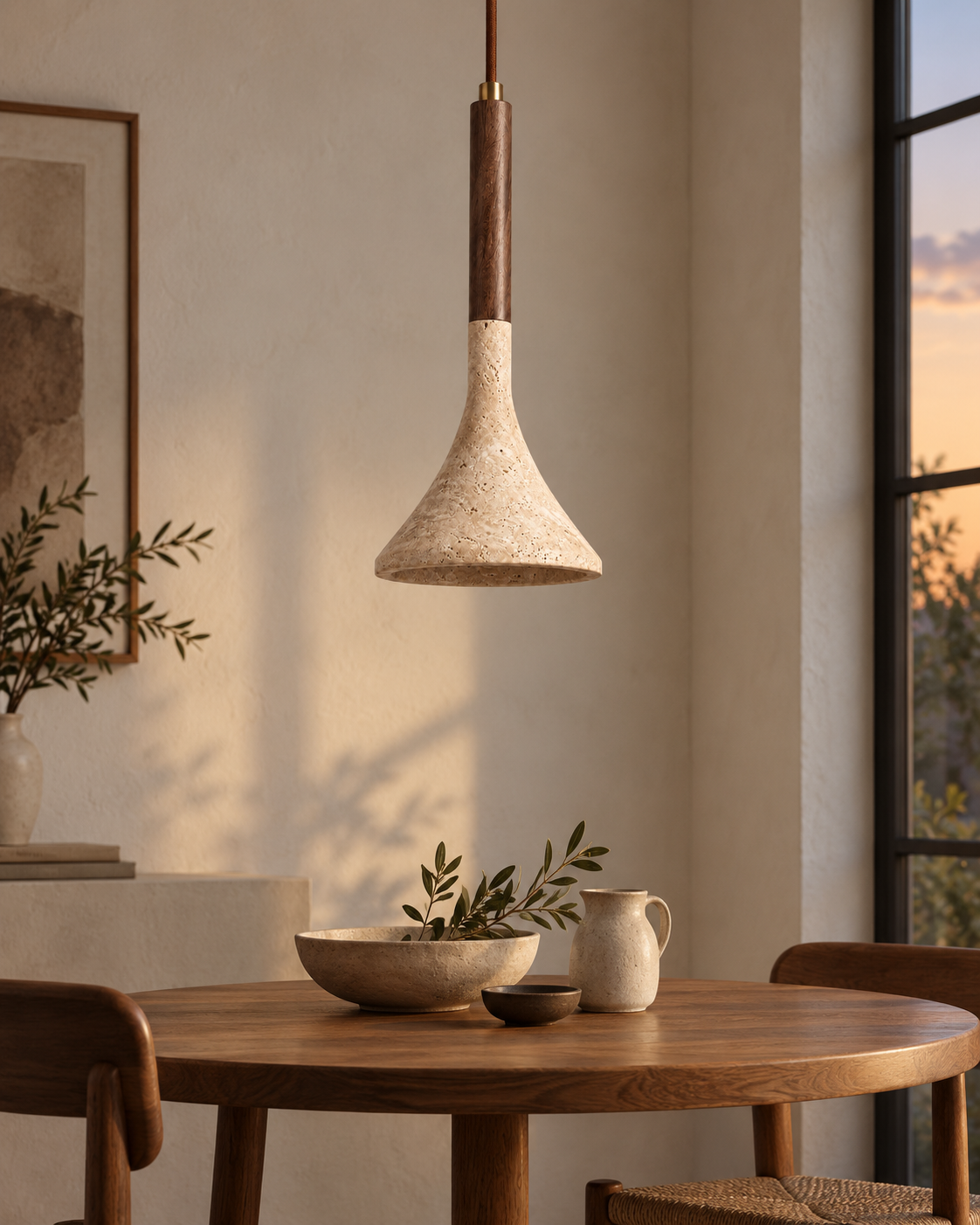 Tija | Travertine Pendant Light
