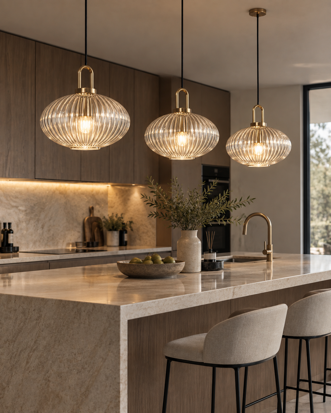 Glacas | Clear Ribbed Glass Pendant Light