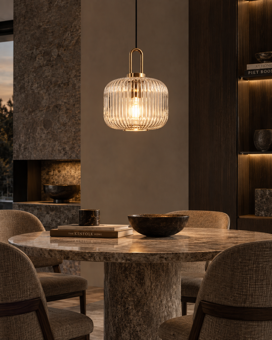 Glacas | Clear Ribbed Glass Pendant Light