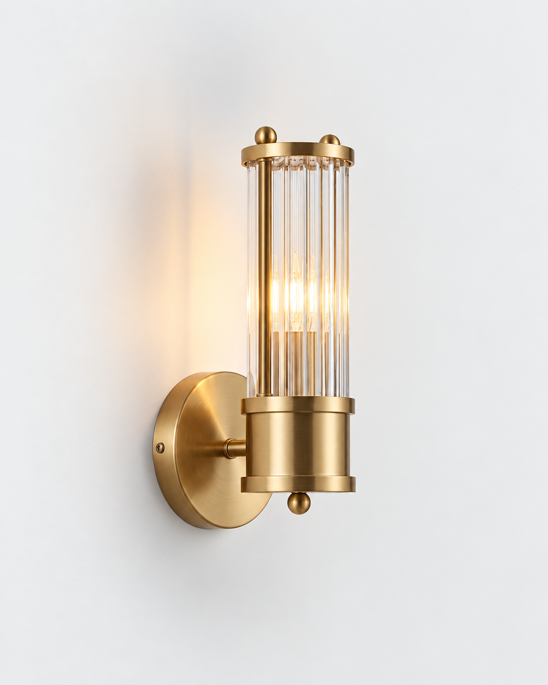 Fluted Glass Wall Sconce – Brushed Brass