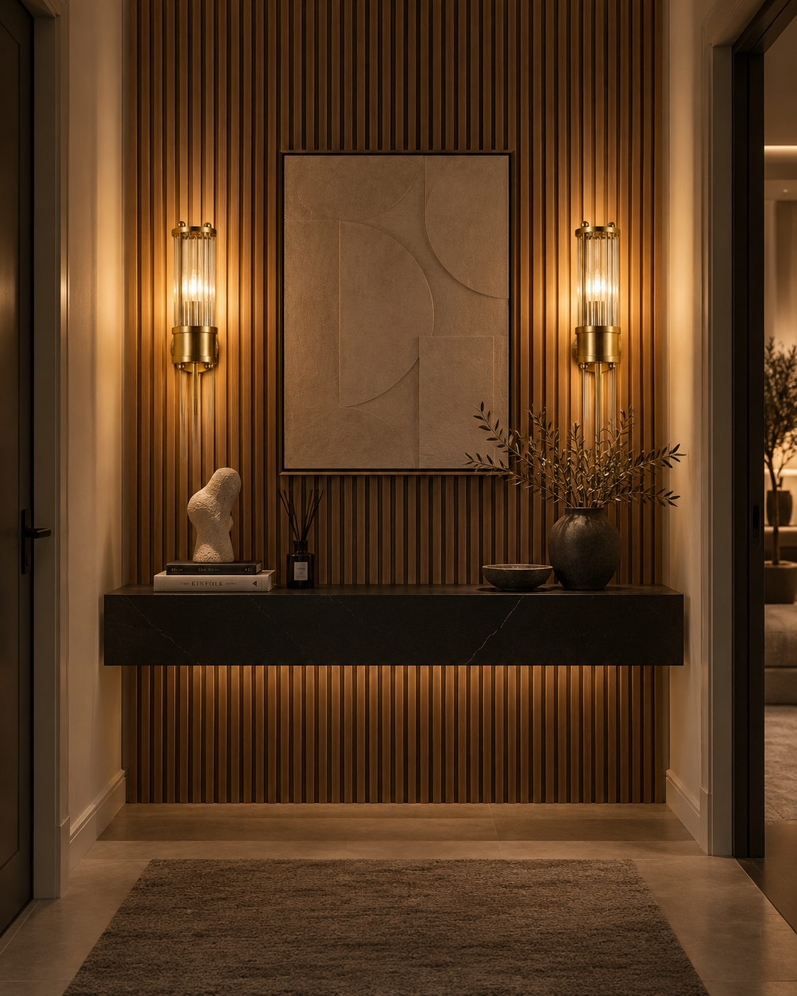 Fluted Glass Wall Sconce – Brushed Brass