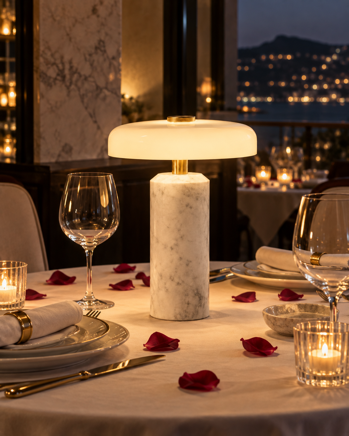 Boma | Marble & Opal Glass LED Table Lamp