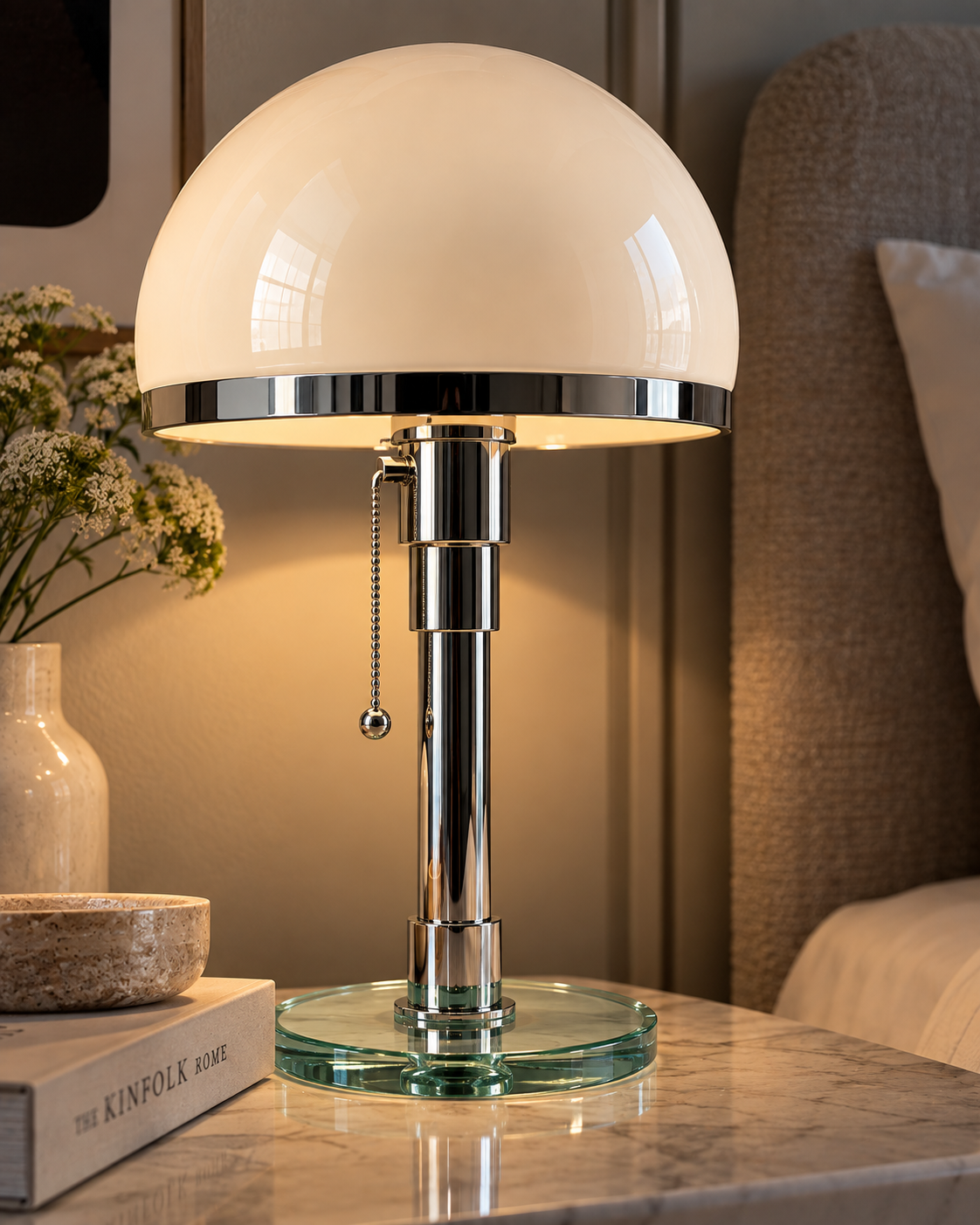 Orbis | Chrome Table Lamp - Pull Chain