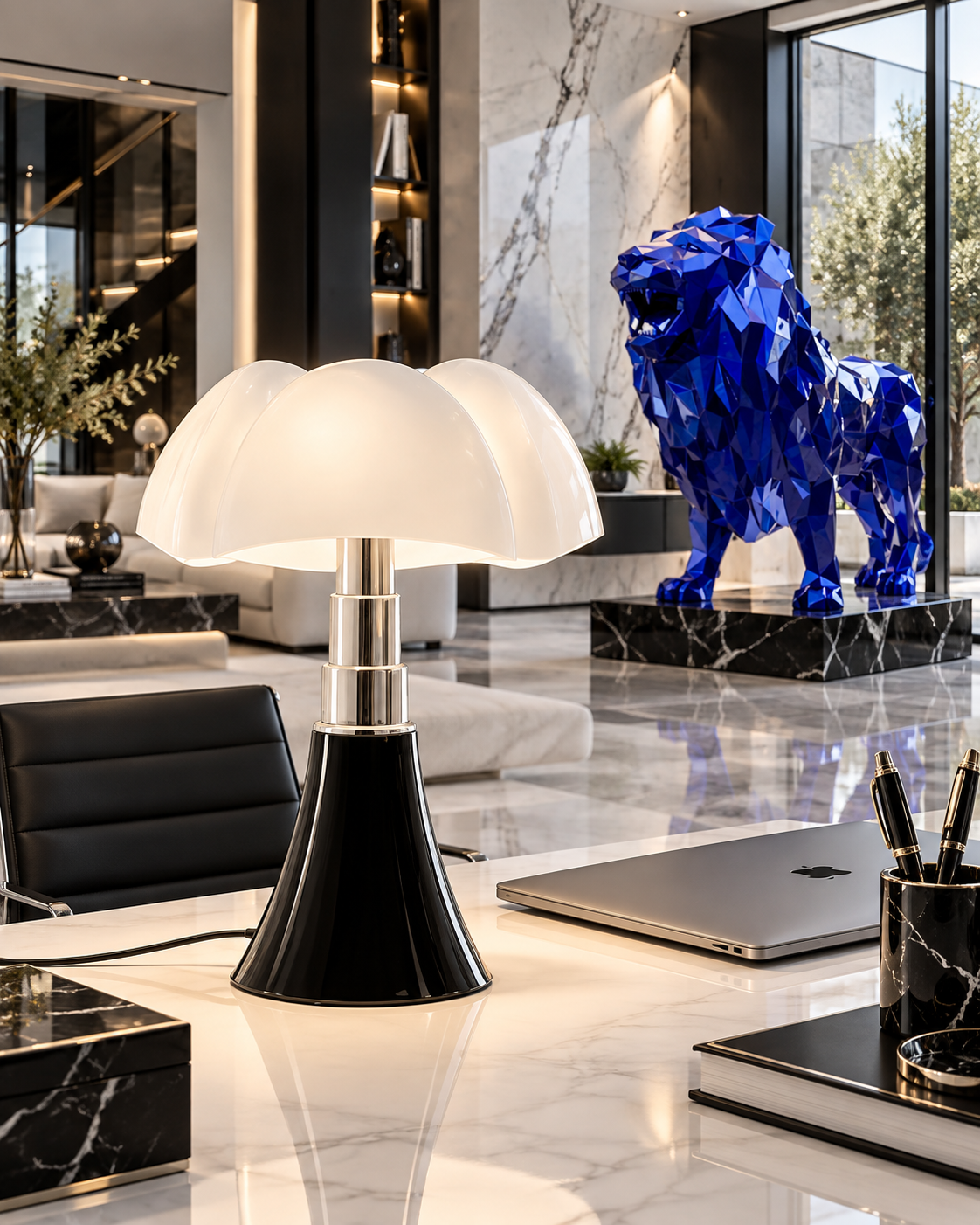 Voltara | Sculptural Glass Table Lamp – Opal Shade