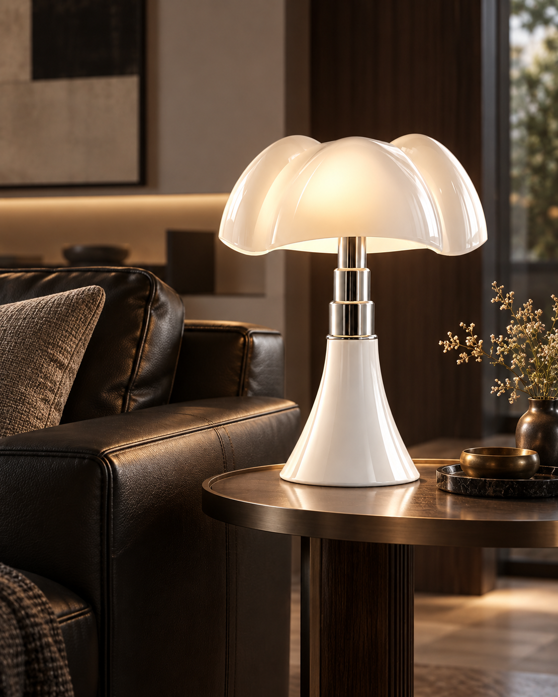 Voltara | Sculptural Glass Table Lamp – Opal Shade