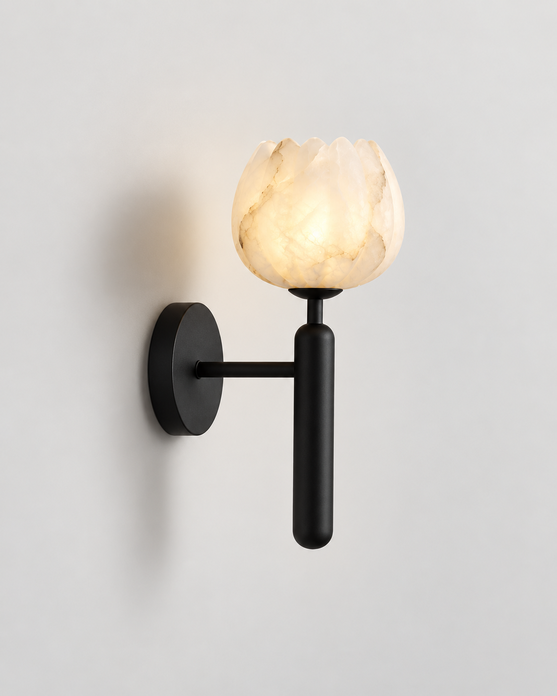 Natural Alabaster Flower Wall Sconce | PETALIA