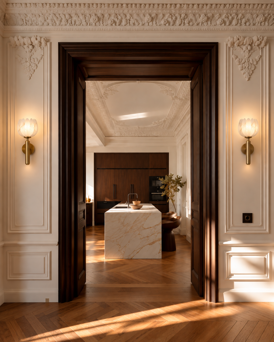 Natural Alabaster Flower Wall Sconce | PETALIA