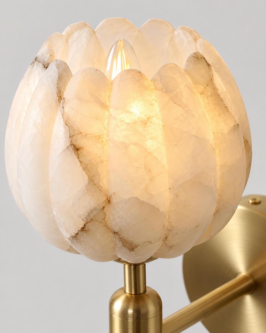Natural Alabaster Flower Wall Sconce | PETALIA