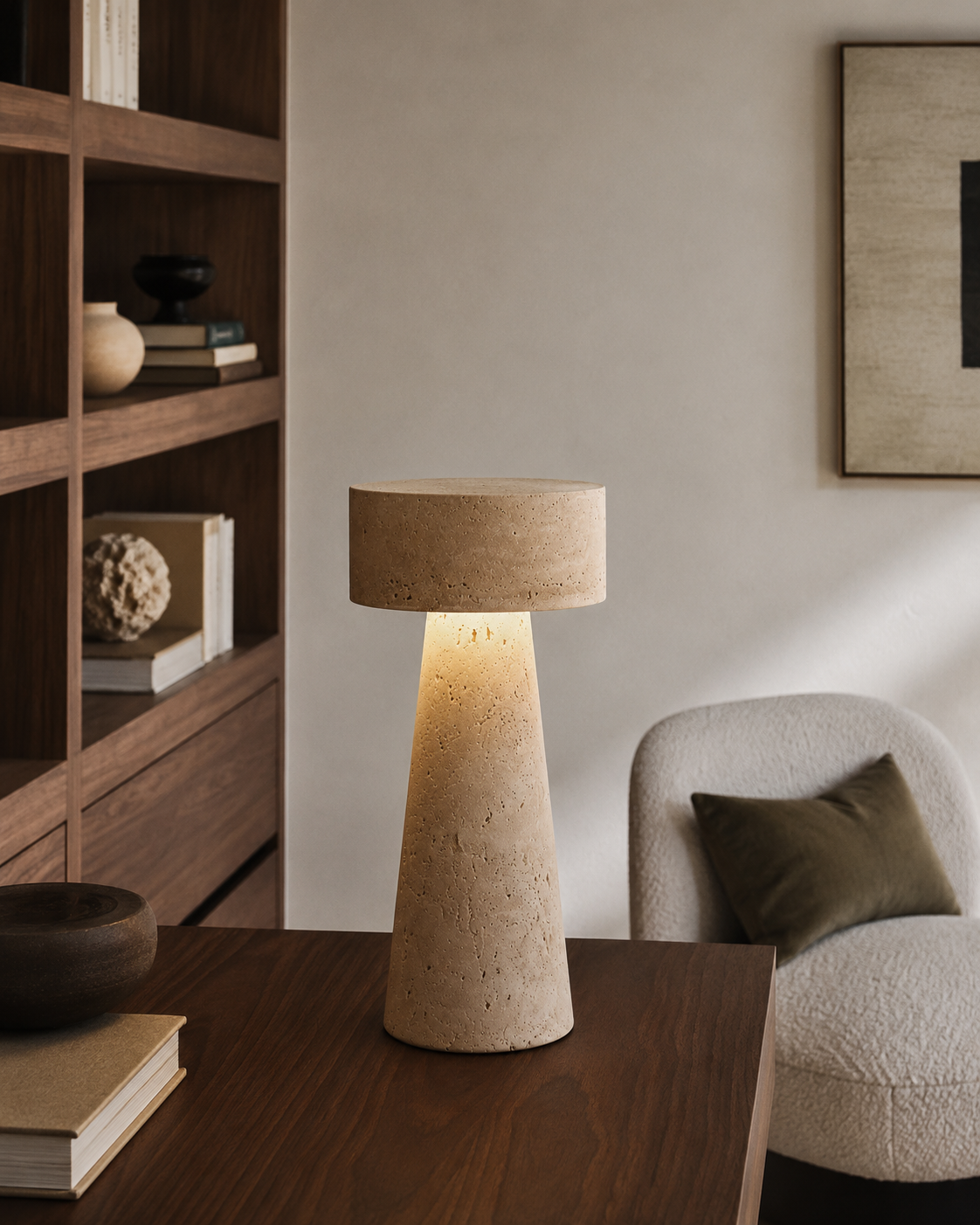 The Matera | Travertine Table Lamp