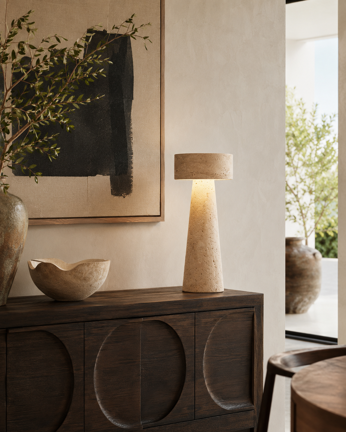 The Matera | Travertine Table Lamp