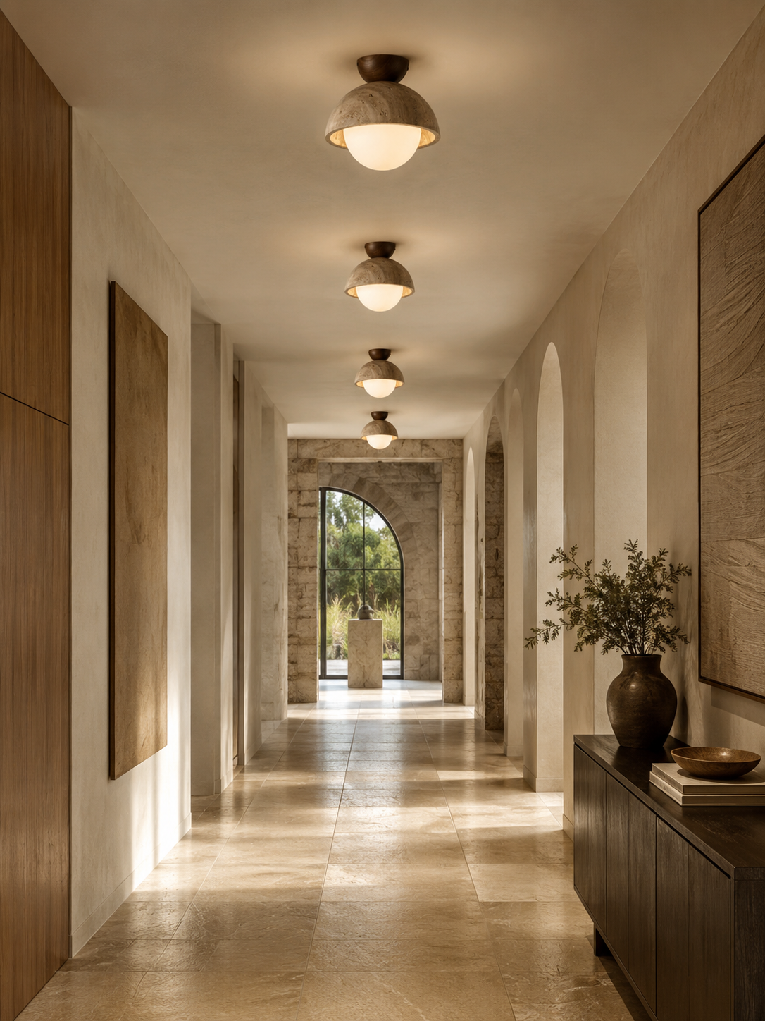 Cerra | Travertine Ceiling Light