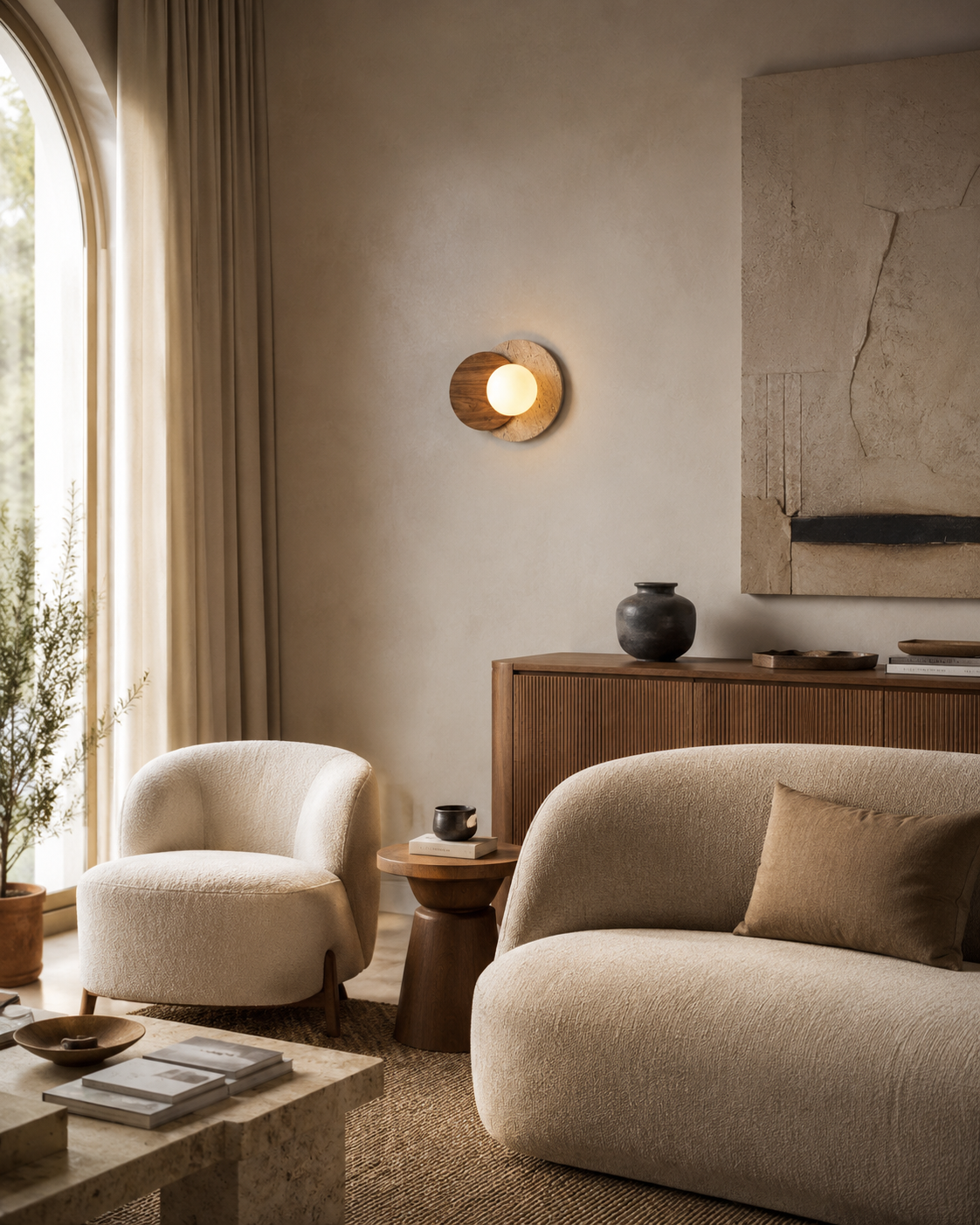 Luna | Travertine Wall Sconce