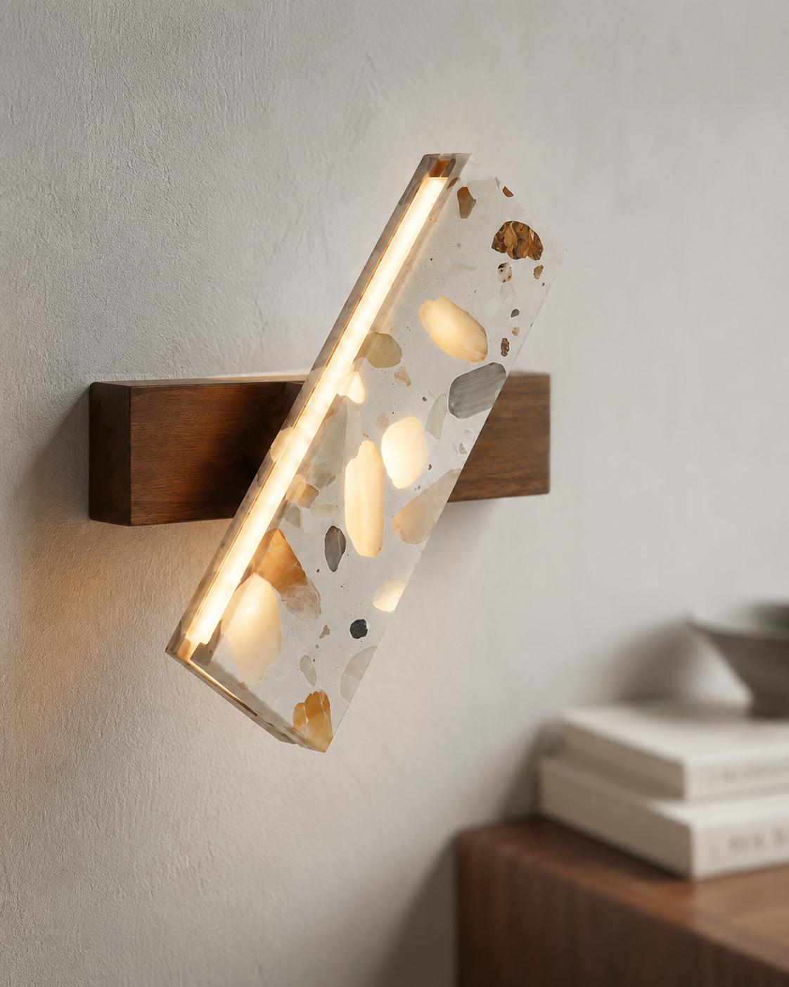 Mosa | Wood & Terrazzo Wall Sconce
